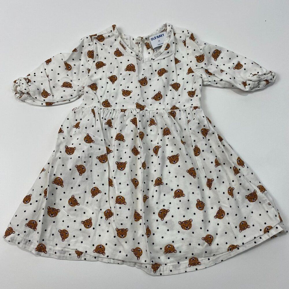 Old Navy girls polka dot & leopard dress size 2T; black, white, tan, fit&flare